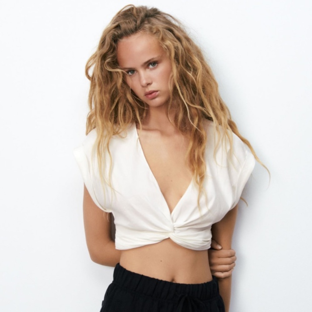 Zara Short Linen Blend Top